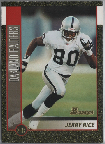 2002 Bowman #55 JERRY RICE Gold Parallel 50/50 Rare Raiders Numbered Insert Card