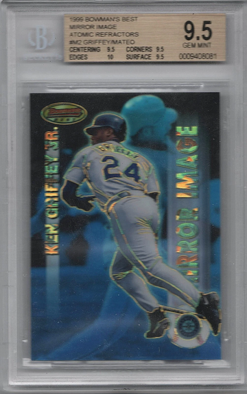 BGS 9.5 1999 Bowman's Best #M2 KEN GRIFFEY/MATEO Mirror Image Atomic Refractor