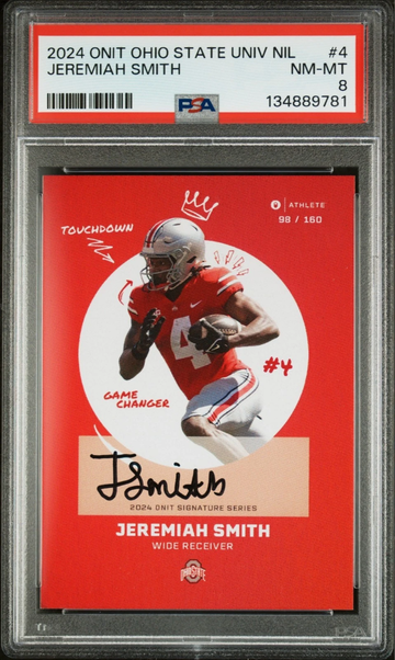 2024 ONIT Ohio State NIL #4 JEREMIAH SMITH On-Card Rookie Auto /160 PSA 8 Rare
