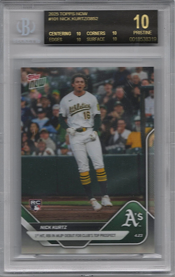BGS 10 BLACK LABEL 2025 Topps Now #101 NICK KURTZ Debut Rookie RC Baseball Card