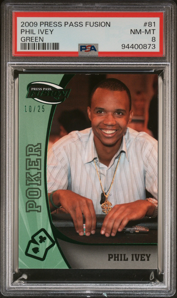 PSA 8 2009 Press Pass Fusion #81 PHIL IVEY Emerald Green /25 Rookie RC Poker