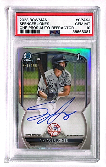 2023 Bowman Chrome SPENCER JONES 1st Prospect Refractor Auto /499 PSA 10 GEM