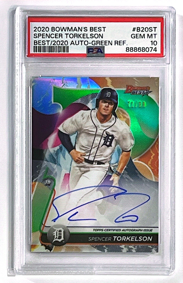 2020 Bowman’s Best Spencer Torkelson Green Refractor Auto /99 PSA 10 Tigers
