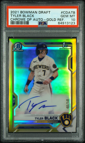 2021 Bowman Draft Tyler Black Gold Refractor Auto /50 PSA 10 {Brewers}