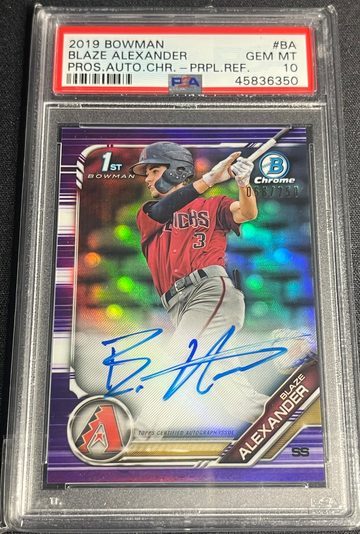 2019 Bowman Blaze Alexander Chrome Prospect Auto | Purple Refractor | PSA 10