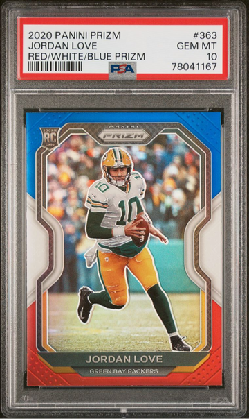 2020 Panini Prizm Jordan Love Red/White/Blue Prizm PSA 10