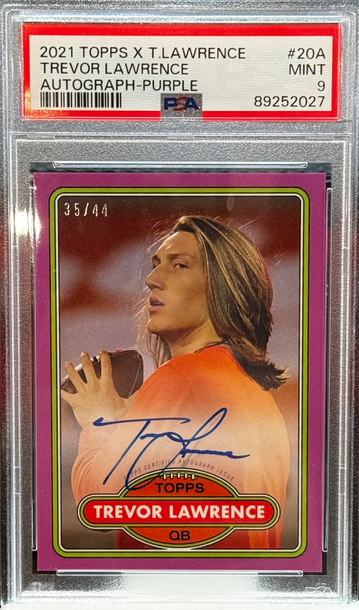 2021 Topps X Trevor Lawrence Auto Purple PSA 9