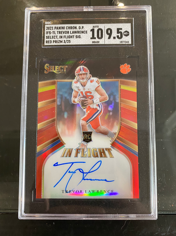 2021 Panini Chronicles Draft Picks TREVOR LAWRENCE AUTO Select In Flight #IFS-TL RED PRIZM /25 SGC 9.5