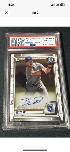 Bobby Witt Jr 2020 Bowman Chrome Auto PSA 10