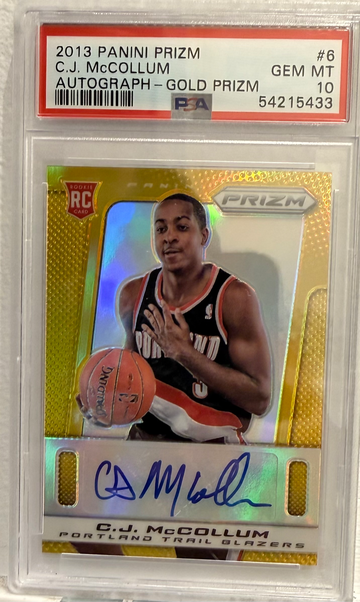 2013 Panini Prizm CJ McCollum Gold PSA 10 Auto Rookie (/10)