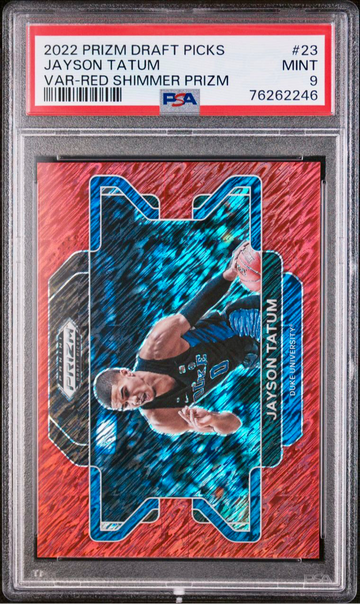2022-23 Panini Prizm Draft Jayson Tatum Variant Red Shimmer FOTL SSP 5/9 Duke PSA 9 Mint