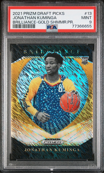 2021-22 Panini Prizm Draft JONATHAN KUMINGA Brilliance RC GOLD SHIMMER /10 FOTL PSA 9 MINT