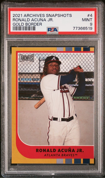 RONALD ACUNA JR 2021 Topps Archives Snapshots #4 Gold PARALLEL 9/10 BRAVES SP PSA 9 MINT
