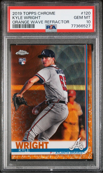 2019 Topps Chrome Orange Wave Refractor 3/25 Kyle Wright #120 Rookie RC SP PSA 10 Gem Mint Atlanta Braves