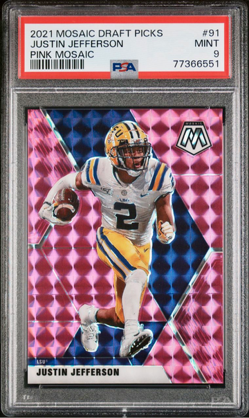 2021 Panini Mosaic Draft Justin Jefferson Pink Prizm 3/25 PSA 9 LSU Tigers SP