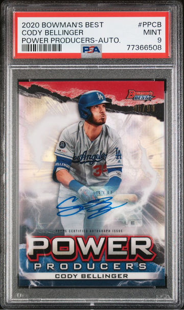 2020 Bowman’s Best Baseball Cody Bellinger Auto /99 Power Producers Dodgers PSA 9 Mint