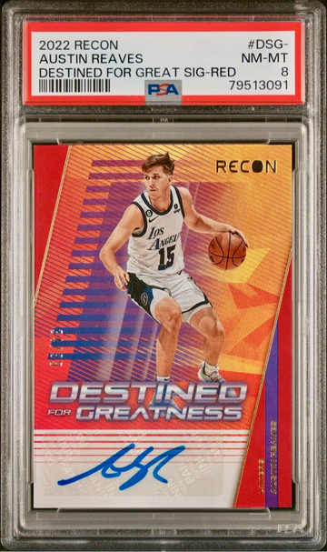Austin Reaves 2022 Panini Recon Destined For Greatness Red Auto /99 PSA 8 NM-MT