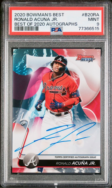 RONALD ACUNA JR 2020 BOWMAN’S BEST BASEBALL ON CARD AUTO PSA 9 MINT ATLANTA BRAVES SP