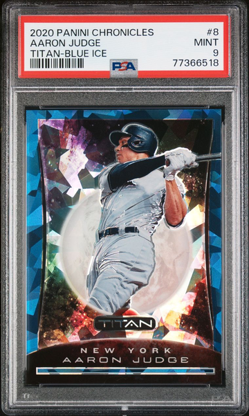 2020 Panini Chronicles Titan AARON JUDGE Blue Ice Prizm 22/99 NEW YORK YANKEES PSA 9 Mint