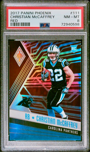 2017 PANINI PHOENIX CHRISTIAN MCCAFFREY RED ROOKIE RC 299/299 PSA 8 NM-MT SP