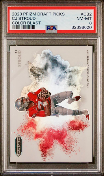 2023 Panini Prizm Draft CJ Stroud Color Blast SSP Case Hit Ohio State Houston Texans RC PSA 8 NM-MT