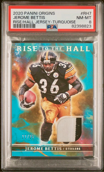 2020 Panini Origins Jerome Bettis Rise To The Hall Patch 22/25 Steelers PSA 8 NM-MT