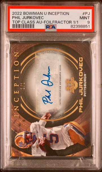 2022 BOWMAN U INCEPTION PHIL JURKOVEC TOP CLASS FOILFRACTOR AUTO 1/1 PSA 9 MINT