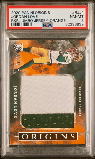 2020 Panini Origins Jordan Love Orange Rookie Jumbo Jerseys RC /49 PSA 8 NM-MT