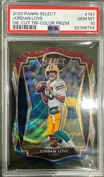 2020 Panini Select Jordan Love RC Die-Cut Tri-Color Prizm Premier PSA 10 Gem Mint