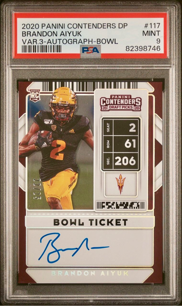Brandon Aiyuk 2020 Panini Contenders Draft Picks Bowl Ticket Auto /25 PSA 9 Mint