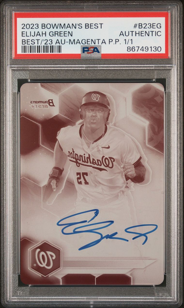 2023 Bowman's Best Elijah Green  Magenta Printing Plate Auto 1/1 PSA Authentic