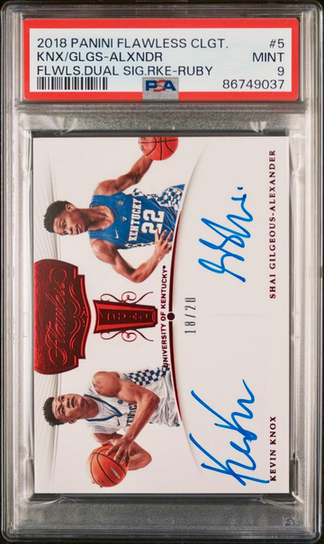 2018 Panini Flawless Shai Gilgeous-Alexander Kevin Knox RC Dual Auto /20 PSA 9 Mint UK Kentucky