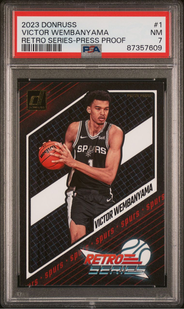 2023-24 Panini Donruss Retro Series #1 Victor Wembanyama RC Press Proof PSA 7 NM