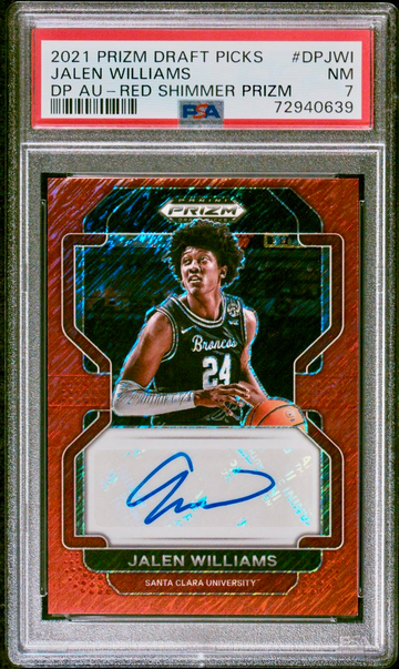 2022 Panini Prizm Draft Picks Jalen Williams Red Shimmer Auto 4/9 OKC PSA 7 NM