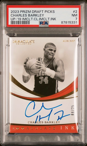 2023 Panini Prizm Draft 2019 Immaculate Ink Charles Barkley On Card Auto 8/25 PSA 7 NM