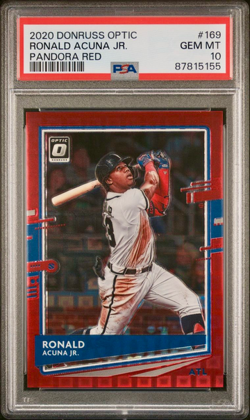 2020 Panini Donruss Optic Ronald Acuna Red Pandora Prizm 8/79 PSA 10 Gem Mint SP