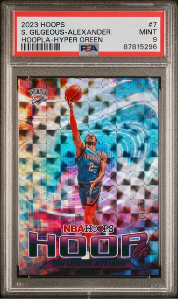 2023-24 Panini Hoops Hoopla Shai Gilgeous-Alexander Hyper Green /25 PSA 9 Mint