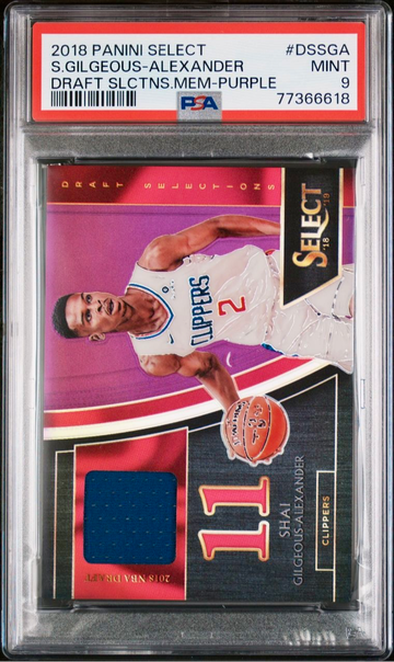 2018-19 Select Draft Memorabilia Purple /99 Shai Gilgeous-Alexander PSA 9 Mint