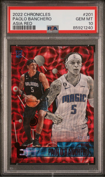 2022 Panini Chronicles Essentials Paolo Banchero Asia Red RC 46/48 PSA 10 GEM MINT