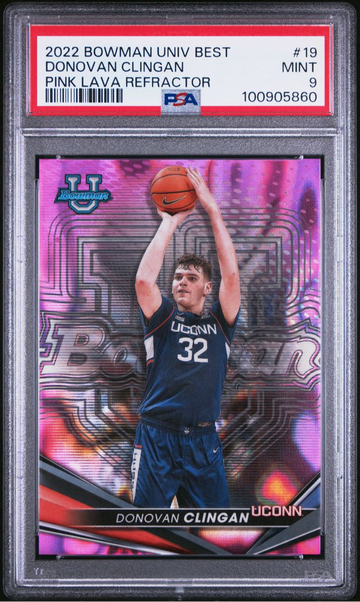 2022 Bowman’s Best U Donovan Clingan 7/100 Pink Lava #19 RC SP UCONN PSA 9 Mint