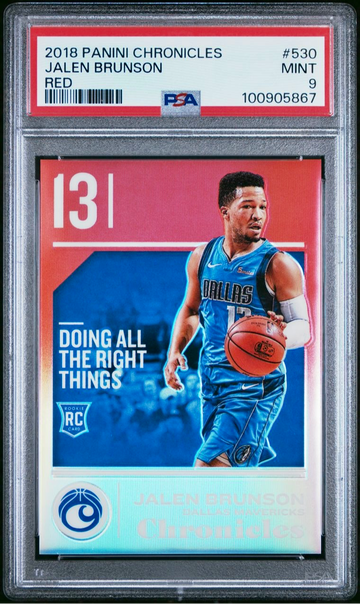 2018 PANINI CHRONICLES RED #530 JALEN BRUNSON ROOKIE RC /149 PSA 9 MINT SP MAVS