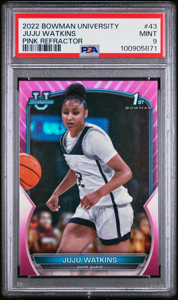 2022-23 Bowman Chrome University #43 JuJu Watkins Pink Refractor PSA 9 Mint USC