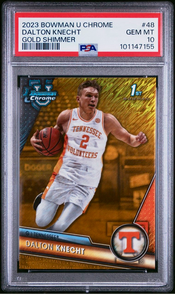2023 Bowman U Chrome Dalton Knecht Gold Shimmer 2/50 1st PSA 10 Gem Mint Jersey Number