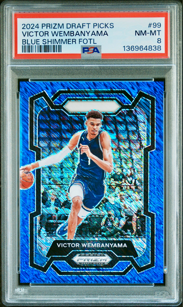2024 Panini Prizm Draft Victor Wembanyama FOTL Blue Shimmer 11/19 SSP PSA 8 NMMT