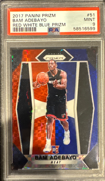 2017 Panini Prizm Bam Adebayo #51 Red White Blue Heat Miami RC PSA 9 Mint