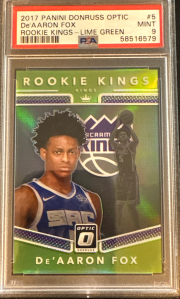 DE'AARON FOX 2017-18 DONRUSS OPTIC ROOKIE KINGS SP LIME GREEN RC /175 PSA 9 MINT