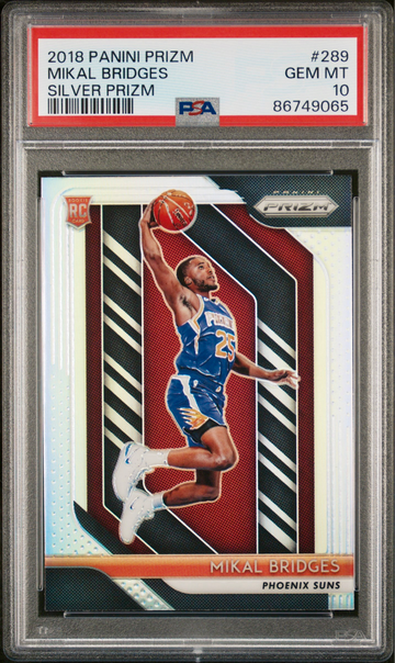 2018-19 Panini Prizm Mikal Bridges #289 Silver Prizm RC Phoenix Suns PSA 10 Gem