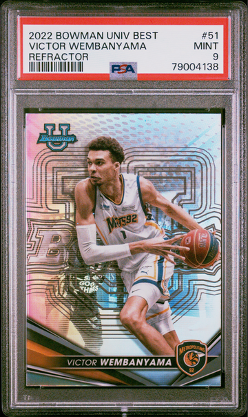 2022-23 Bowman University Best Victor Wembanyama Rookie RC Refractor PSA 9 Mint