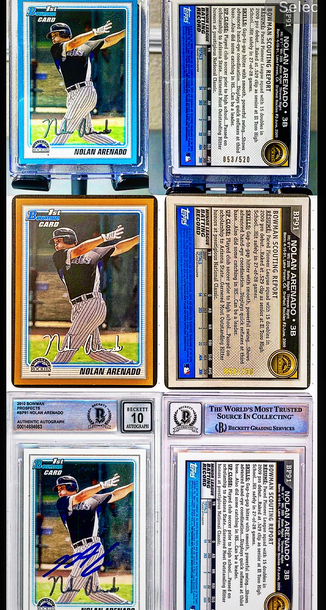 🔥⚾️ NOLAN ARENADO Rookie Auto BGS ORANGE /250 BLUE /520