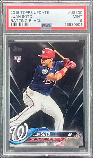 2018 Topps Update Juan Soto Black Parallel /67 RC #US300 PSA 9 Rookie